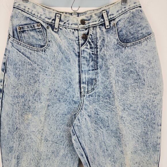 Vtg 80s Gitano Acid Stone Wash Mom Jeans Size 16 Short 28" High Waist Tapered - Picture 3 of 16